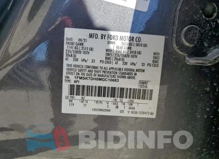 1FMSK7DH0MGC10683 Photo# 13