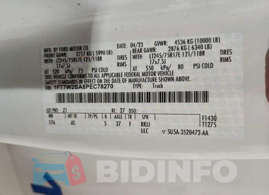 1FT7W2BA8PEC78270 Photo# 12