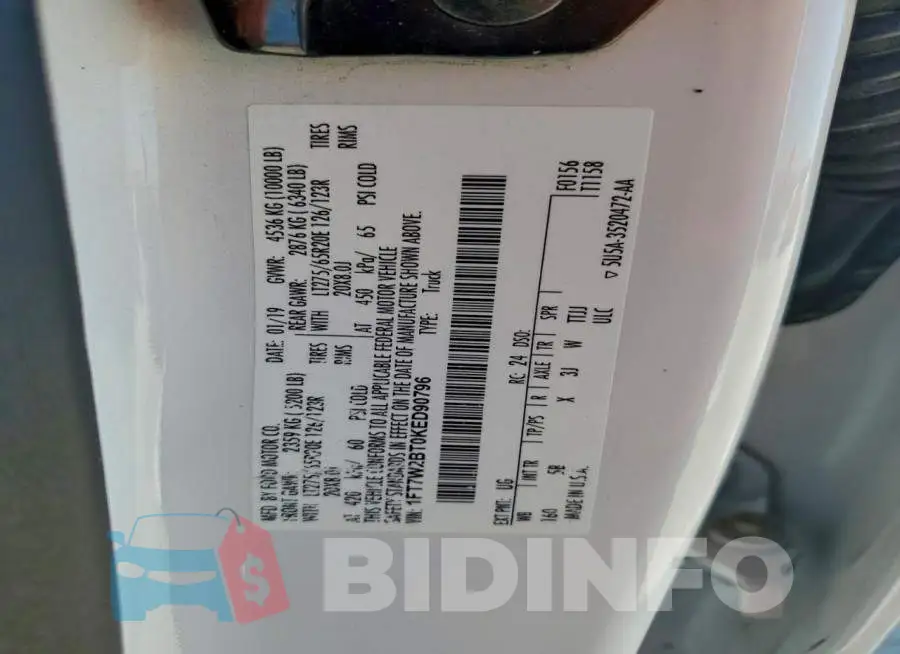 1FT7W2BT0KED90796 Photo# 12