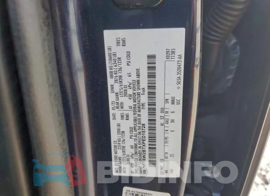 1FT8W2BTXPED15728 Photo# 12