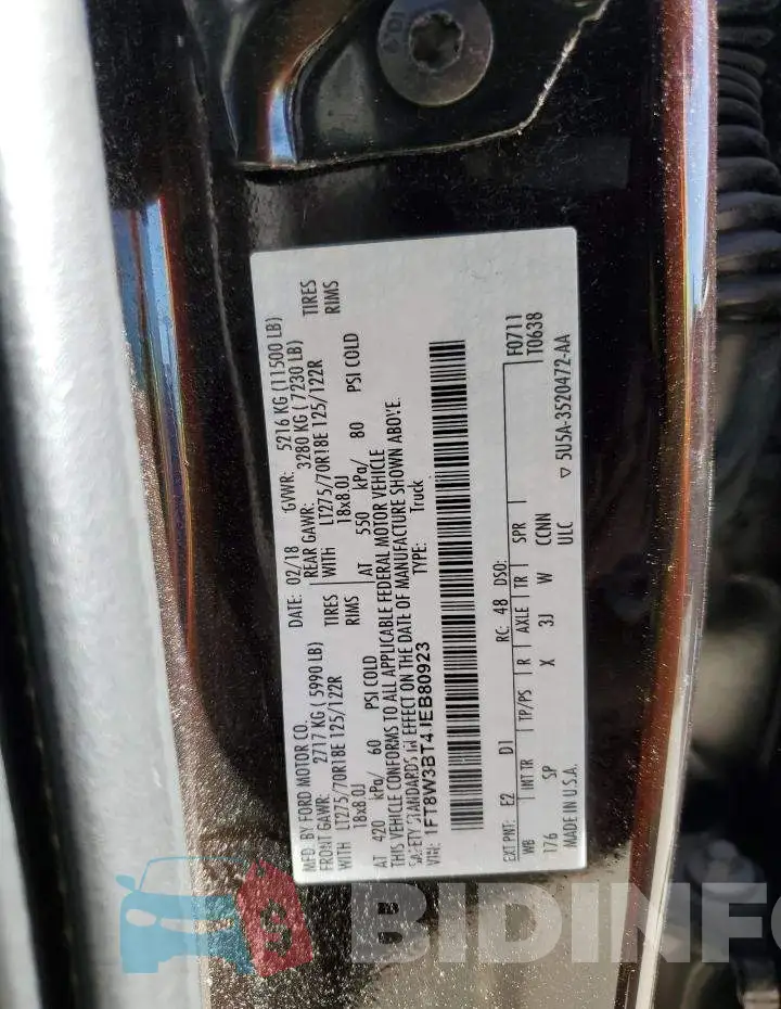 1FT8W3BT4JEB80923 Photo# 12