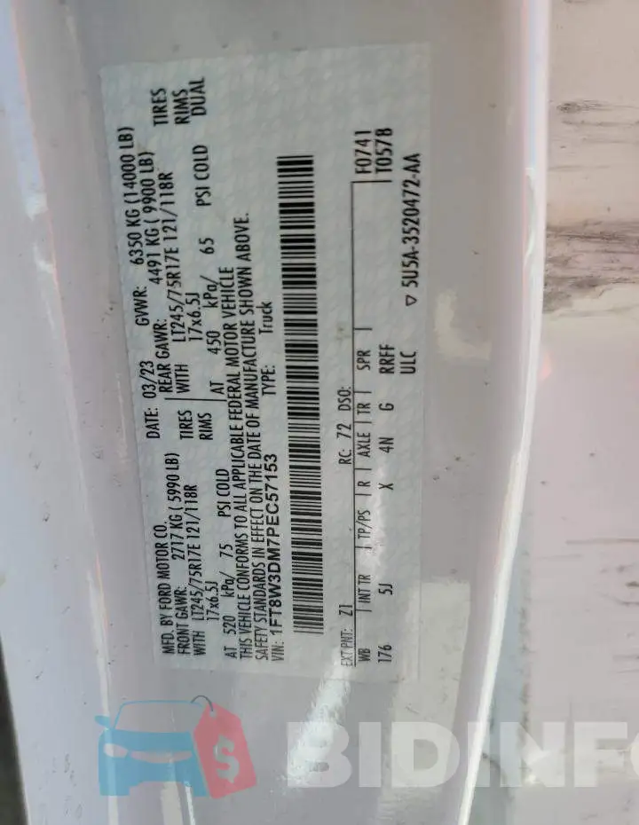1FT8W3DM7PEC57153 Photo# 12