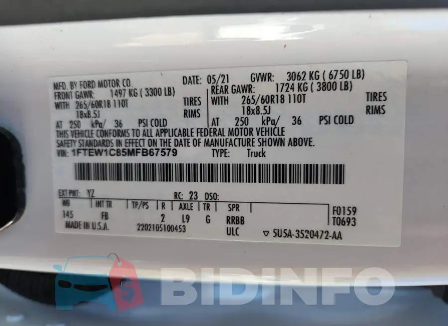 1FTEW1C85MFB67579 Photo# 12