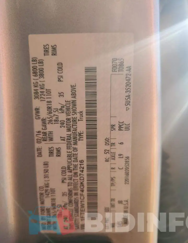 1FTEW1CF4GKD74216 Photo# 12