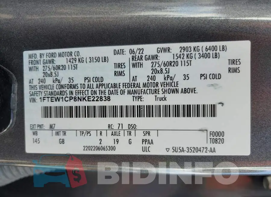 1FTEW1CP8NKE22838 Photo# 12