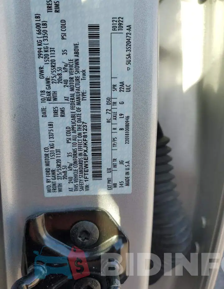 1FTEW1EPXJKF81237 Photo# 12
