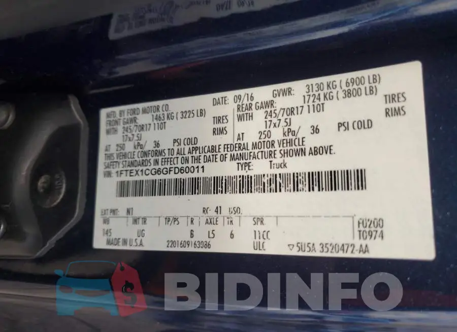 1FTEX1CG6GFD60011 Photo# 12