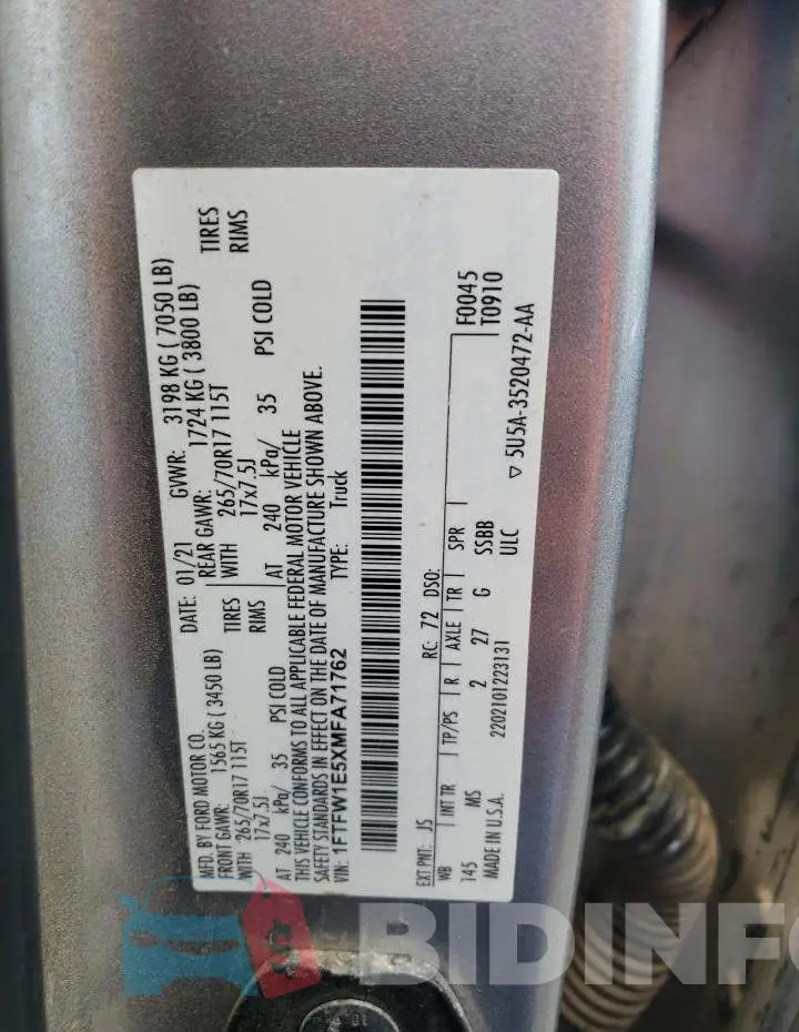 1FTFW1E5XMFA71762 Photo# 12