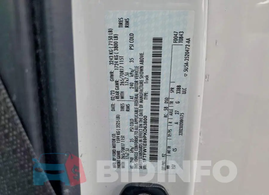 1FTFW1E89PKD63800 Photo# 12
