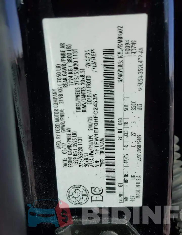 1FTFW1EF0HFC24535 Photo# 12