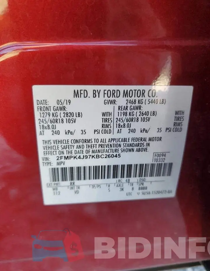2FMPK4J97KBC26045 Photo# 12