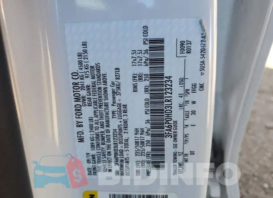3FA6P0HD3LR123234 Photo# 12