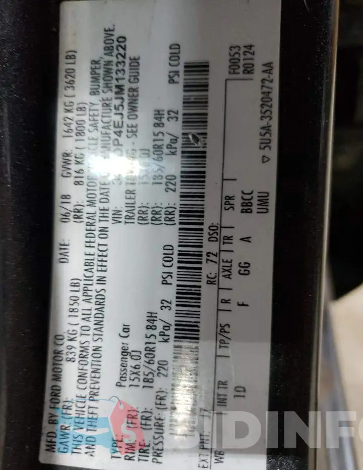 3FADP4EJ5JM133220 Photo# 12