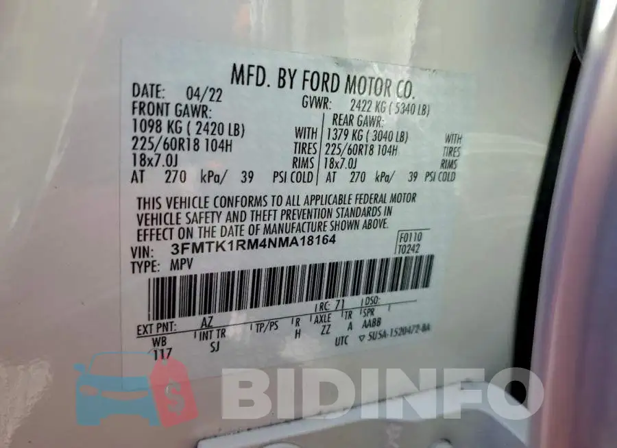 3FMTK1RM4NMA18164 Photo# 12