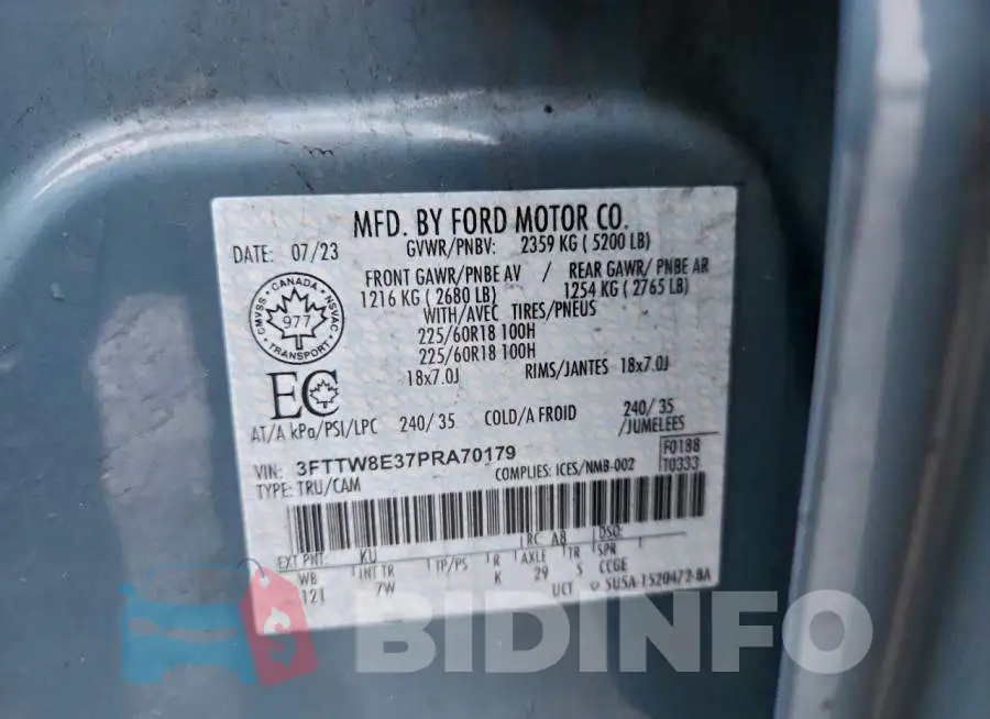 3FTTW8E37PRA70179 Photo# 13