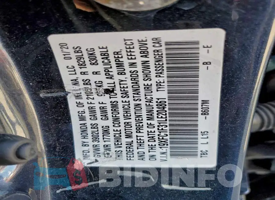 19XFC1F31LE204861 Photo# 12