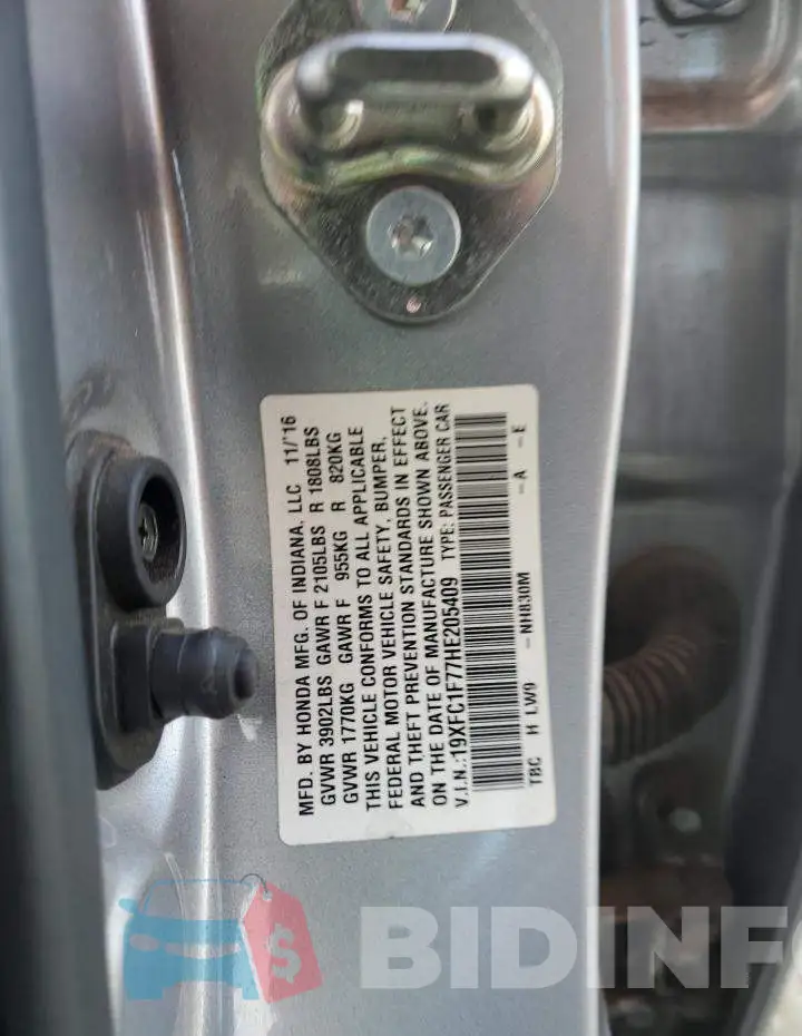 19XFC1F77HE205409 Photo# 13