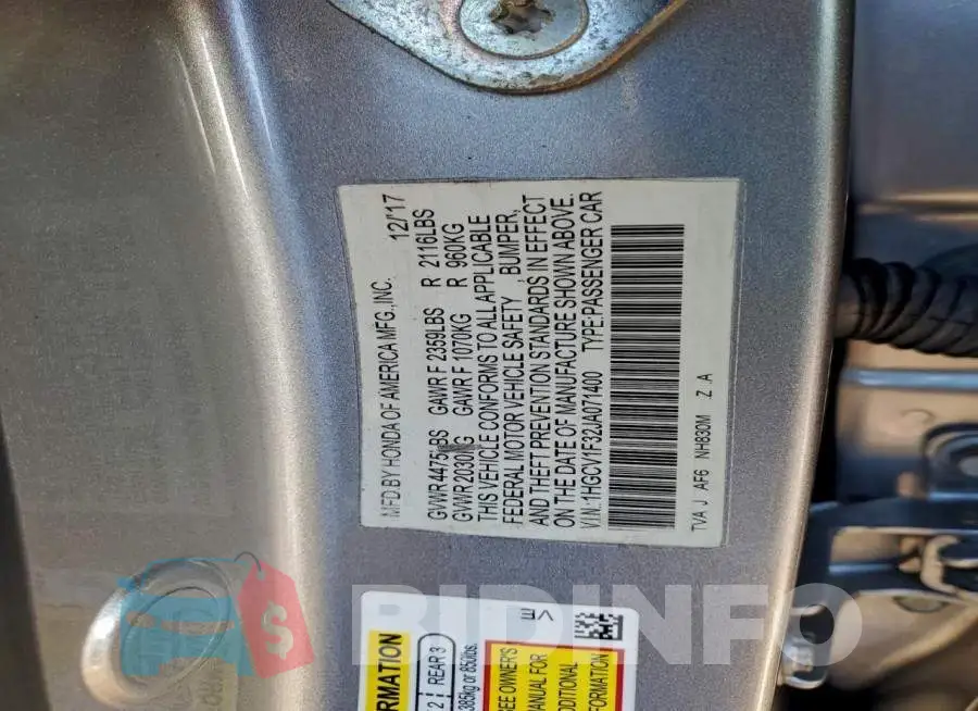 1HGCV1F32JA071400 Photo# 12
