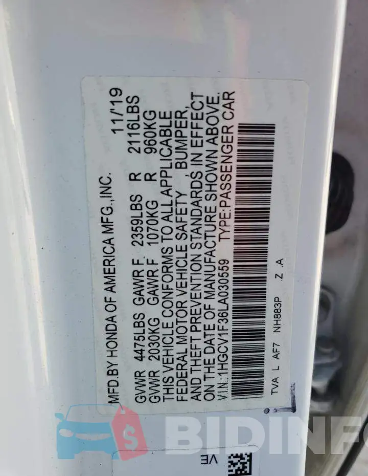 1HGCV1F36LA030559 Photo# 13