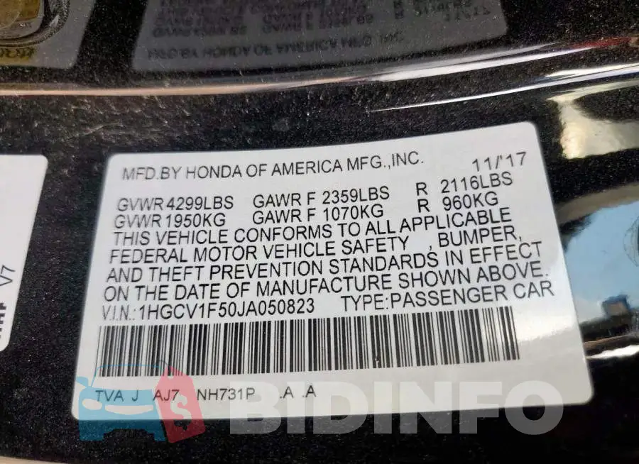 1HGCV1F50JA050823 Photo# 12