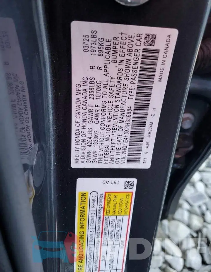 2HGFE4F8XSH336884 Photo# 12