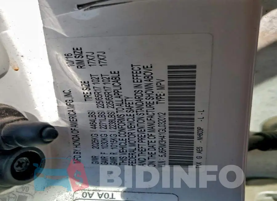 5J6RM3H41GL032012 Photo# 12