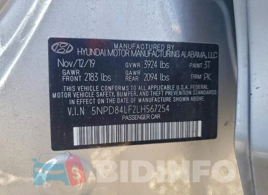 5NPD84LF2LH567254 Photo# 12