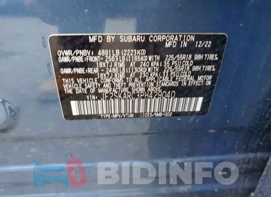 JF2SKARC3PH429040 Photo# 13