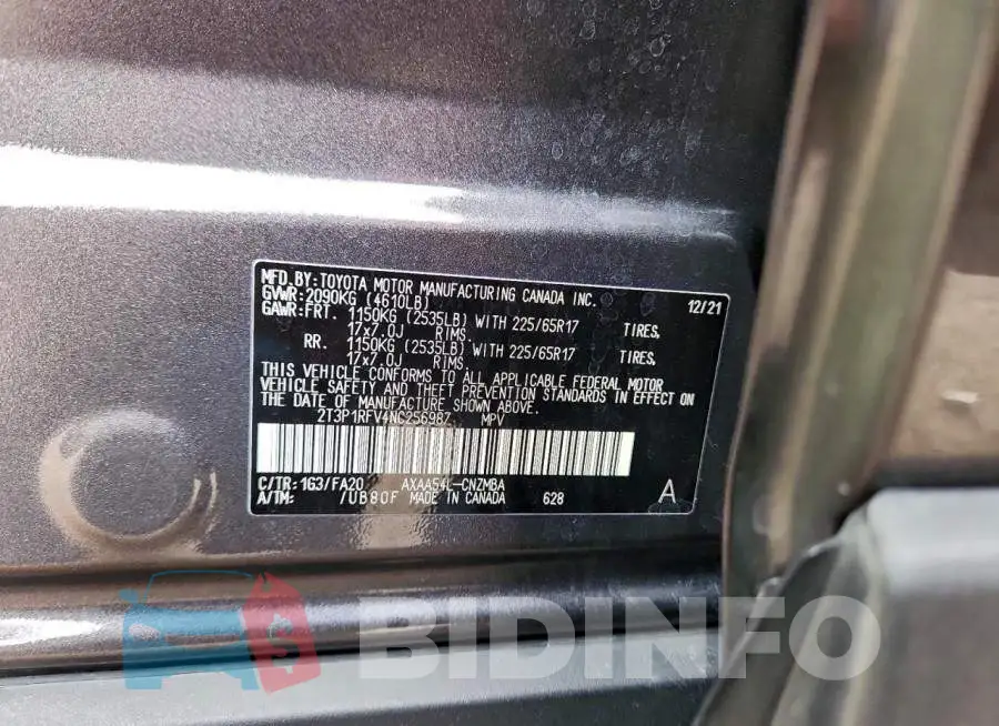 2T3P1RFV4NC256987 Photo# 14