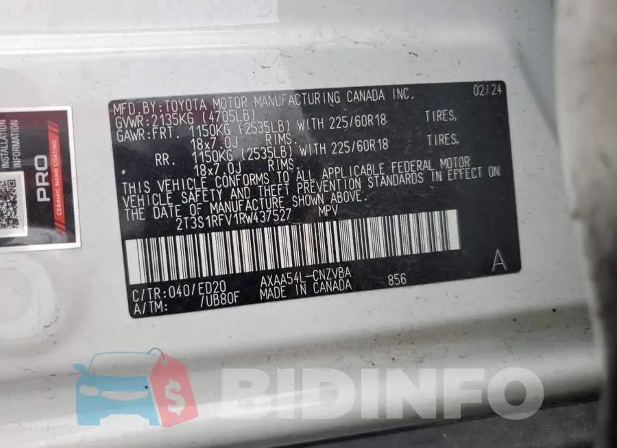 2T3S1RFV1RW437527 Photo# 13