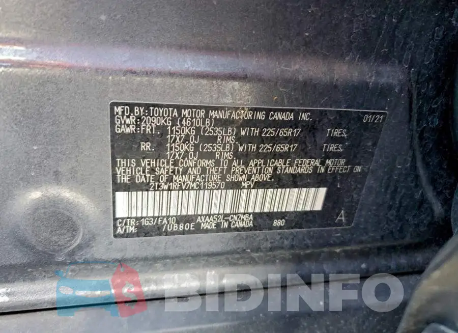 2T3W1RFV7MC119570 Photo# 13