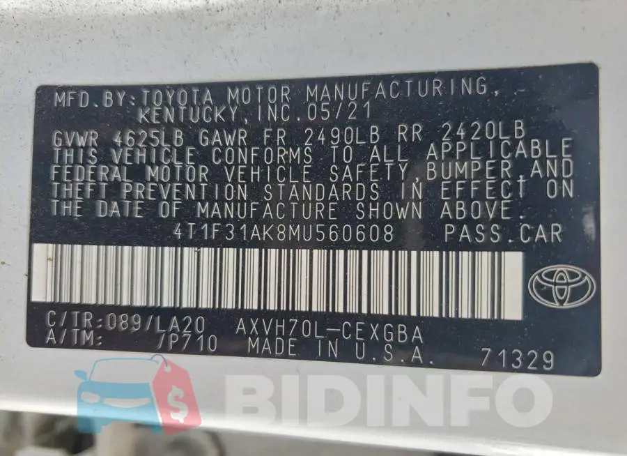 4T1F31AK8MU560608 Photo# 13