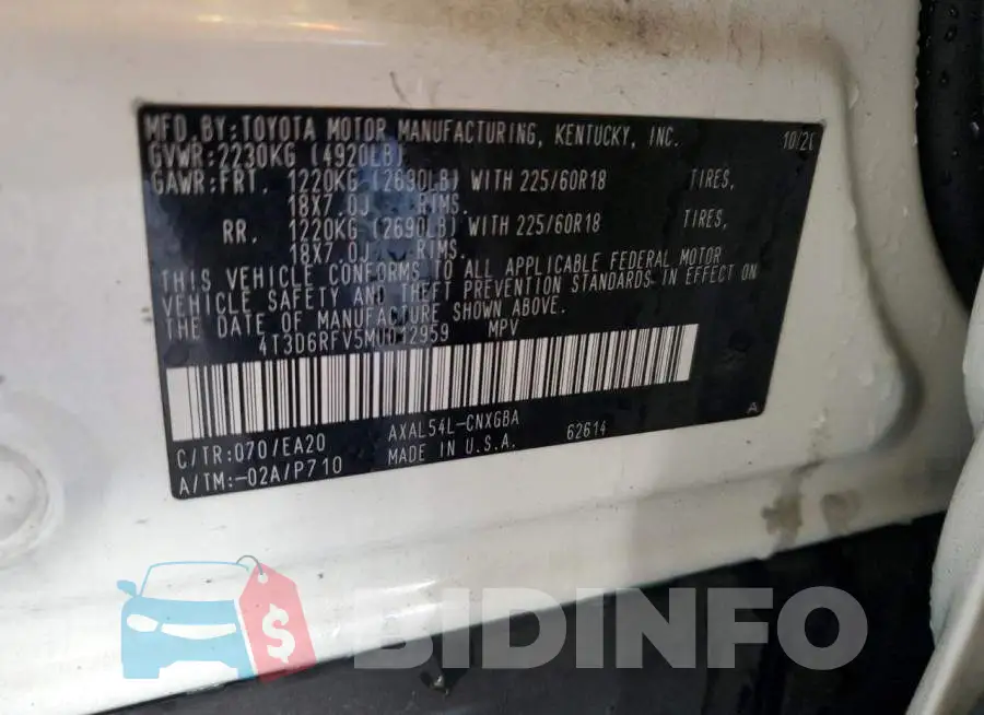 4T3D6RFV5MU012959 Photo# 12