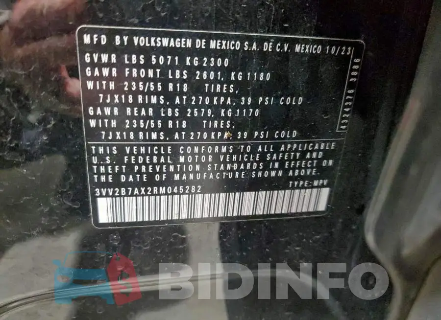 3VV2B7AX2RM045282 Photo# 13