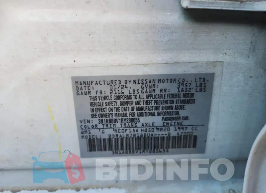 3N1AB8BV1RY288655 Photo# 12