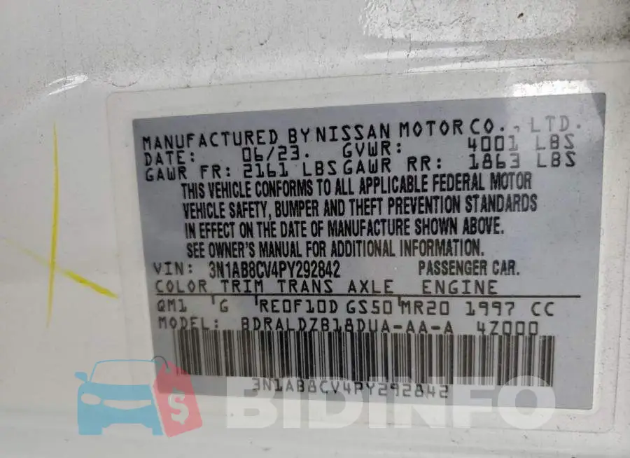 3N1AB8CV4PY292842 Photo# 13