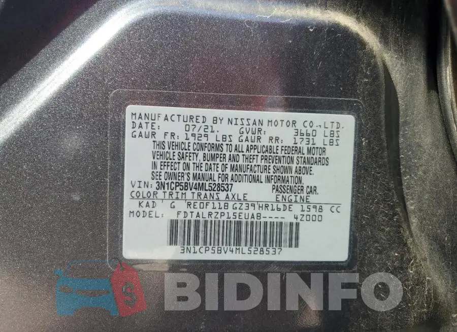 3N1CP5BV4ML528537 Photo# 14