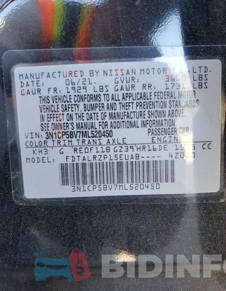 3N1CP5BV7ML520450 Photo# 12