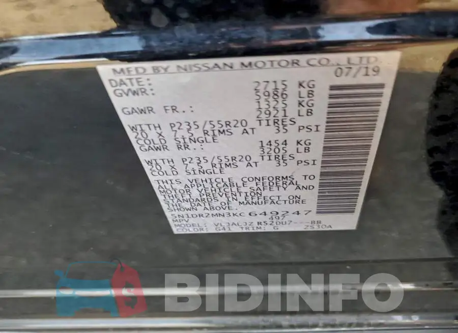 5N1DR2MN3KC649247 Photo# 13
