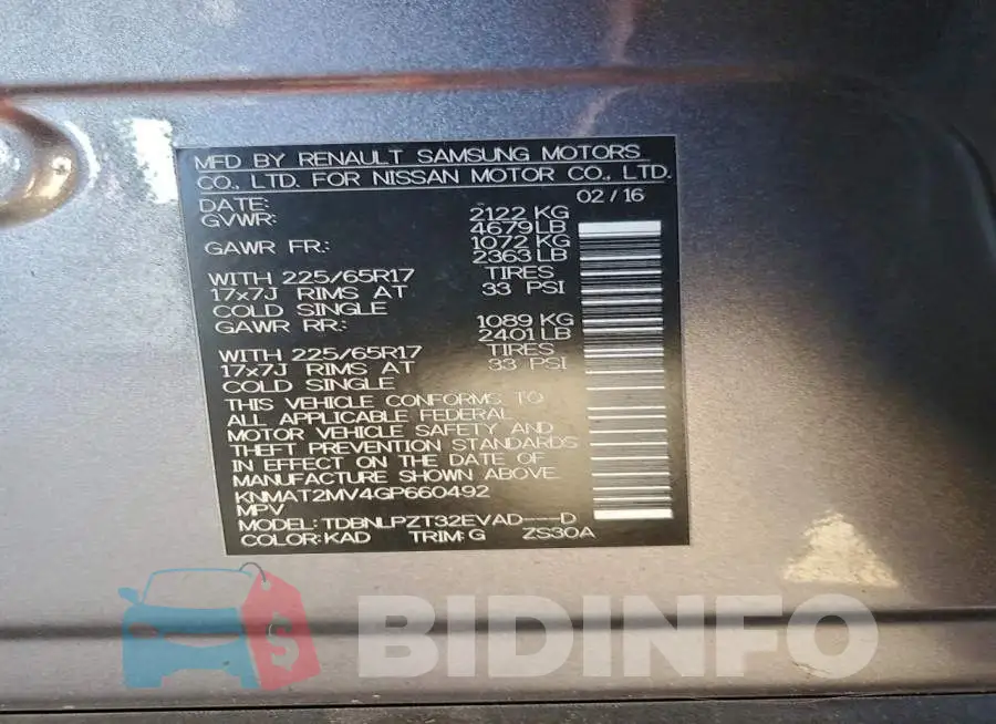 KNMAT2MV4GP660492 Photo# 13