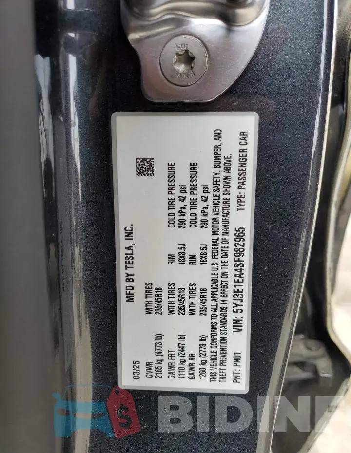 5YJ3E1EA4SF982965 Photo# 12