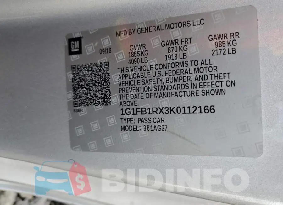 1G1FB1RX3K0112166 Photo# 12