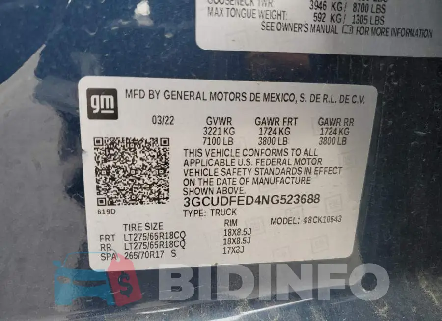 3GCUDFED4NG523688 Photo# 13