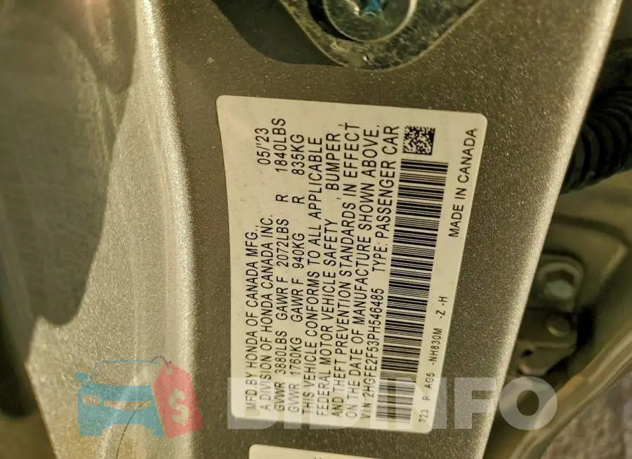 2HGFE2F53PH546485 Photo# 12