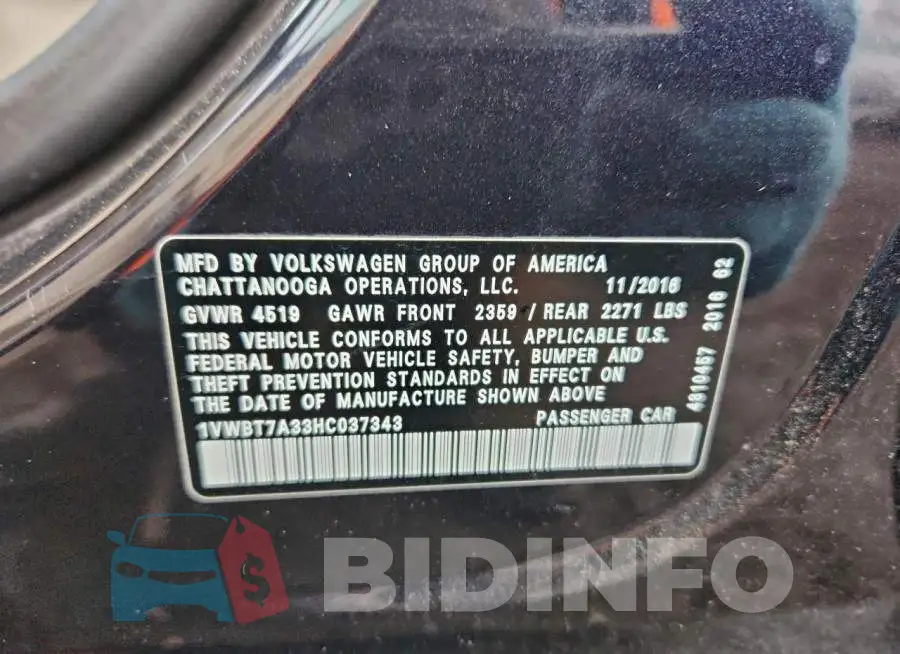1VWBT7A33HC037343 Photo# 12
