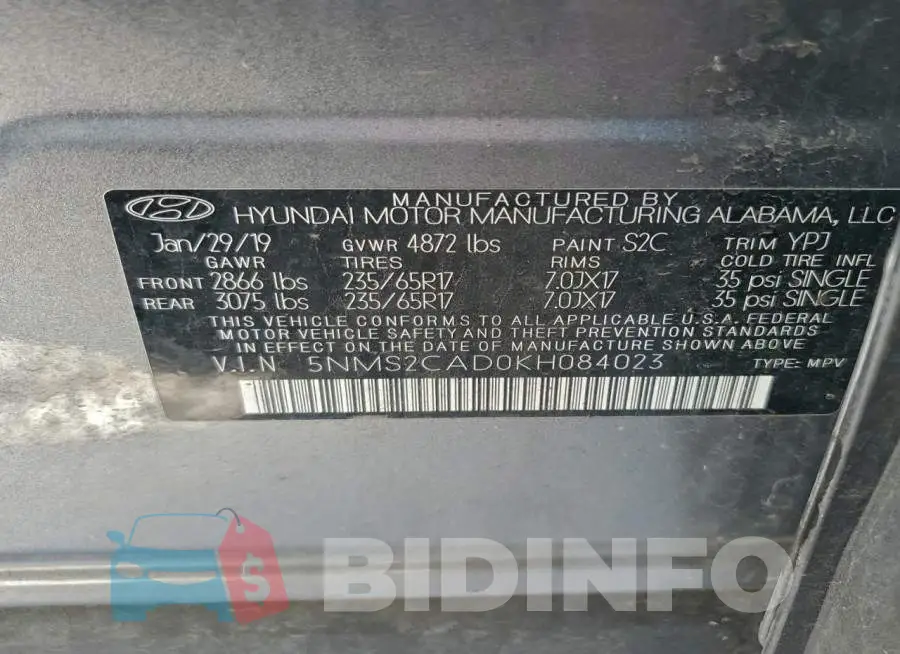 5NMS2CAD0KH084023 Photo# 13