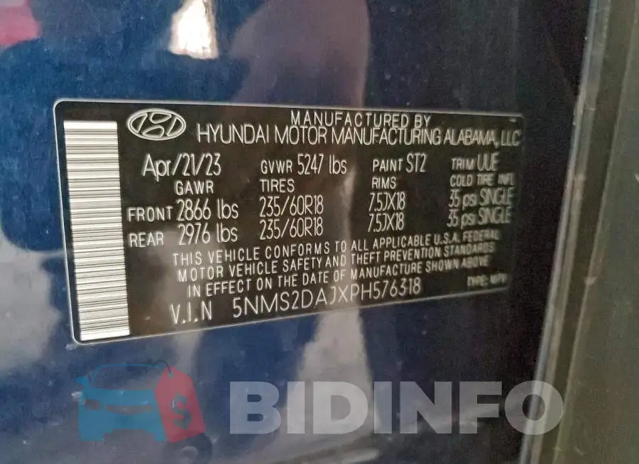 5NMS2DAJXPH576318 Photo# 14