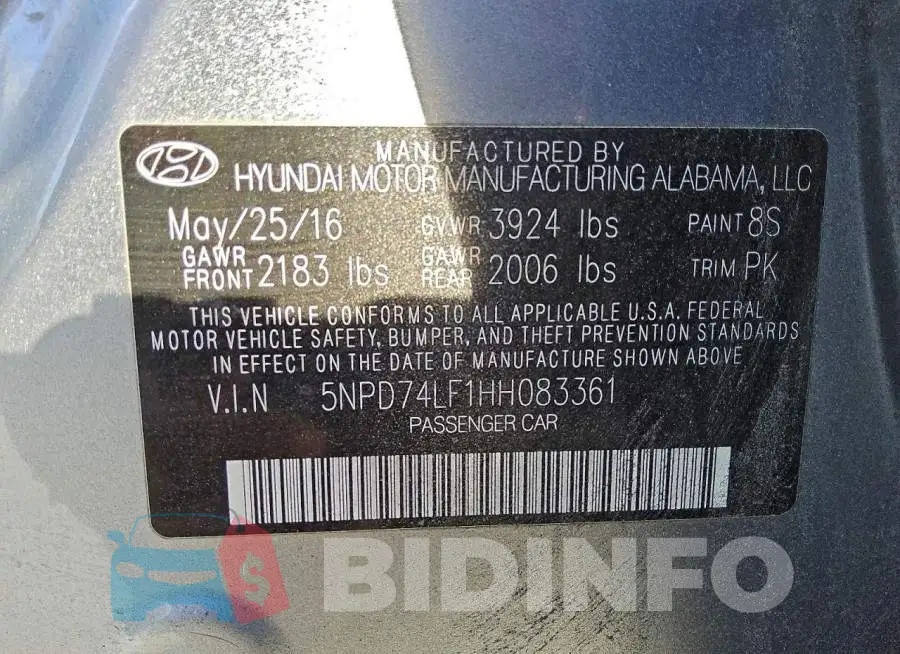 5NPD74LF1HH083361 Photo# 12