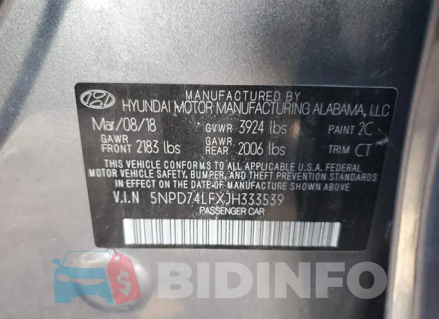 5NPD74LFXJH333539 Photo# 12