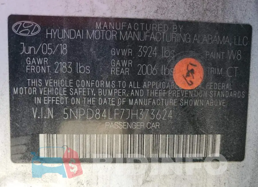 5NPD84LF7JH373624 Photo# 13